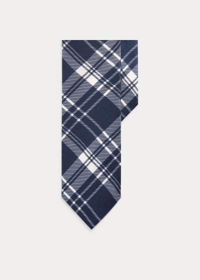 Corbatas Ralph Lauren Hombre Azul Marino / Blancos - Plaid Silk - AHBMI3158